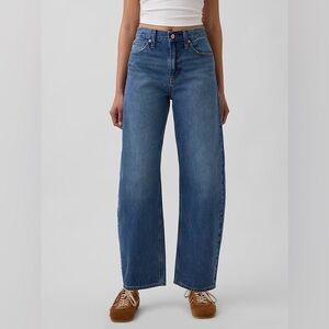 GAP High Rise Barrel Jeans Medium Wash Size 30 10 Tall